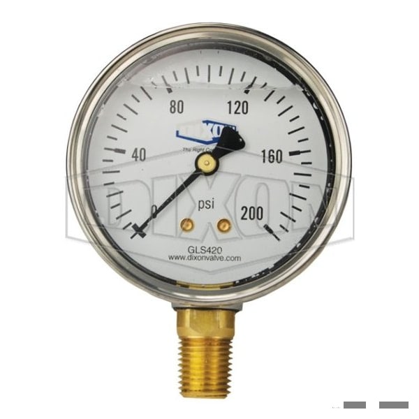 Dixon 0-200 pounds per square inch psi, 2-1/2 in Dial, NPT, Lower Location GLS420 - main